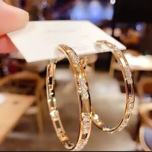 Luxury Zircon Gold Hoop Earrings